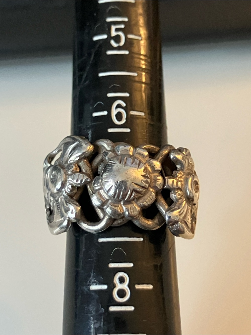 Floral and Birds Heavy Sterling Silver Band Ring